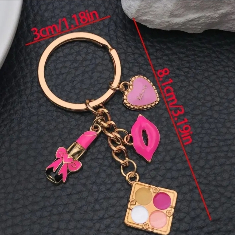 $10 VARIOUS VALENTINES DAY KEY RINGS BAG ACCESSORY RED + PINK W VALENTINE CHARMS - Picture 3 of 6